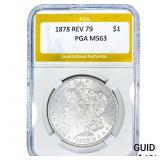 1879 REV 79 Morgan Silver Dollar PGA MS63