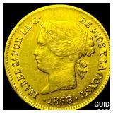 1868 Philippines Gold 1 Peso .0476oz AGW
