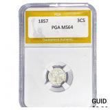 1857 Silver Three Cent PGA MS64