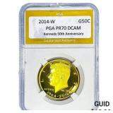 2014 Gold $50 Kennedy 50th Anniv. PGA PR70 DCAM