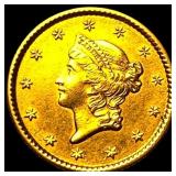 1853 Gold $1 Indian Princess Type 1 CLOSELY UNCIRC