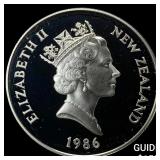 1986 New Zealand Silver Dollar Proof- Kakapo
