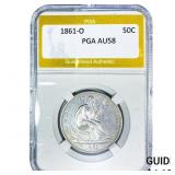 1861-O Seated Liberty Half Dollar PGA AU58