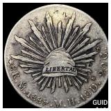 1889 Mexico Silver 8 Reales Chopmarks NEARLY UNCIR