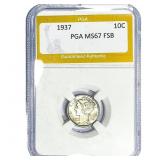 1937 Mercury Silver Dime PGA MS67 FSB
