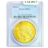 1934-S Silver Peace Dollar PCGS MS63