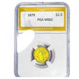 1879 $2.50 Gold Quarter Eagle PGA MS62