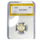 1943 Mercury Silver Dime PGA MS66