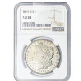 1891-S Morgan Silver Dollar NGC AU58