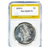 1878-S Morgan Silver Dollar PGA MS64 PL
