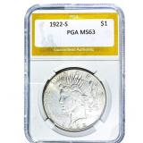 1922-S Silver Peace Dollar PGA MS63