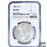 1881-S Morgan Silver Dollar NGC MS66+