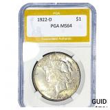 1922-D Silver Peace Dollar PGA MS64