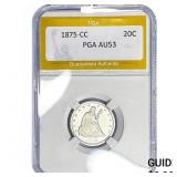 1875-CC Twenty Cent Piece PGA AU53