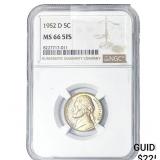 1952-D Jefferson Nickel NGC MS66 5FS