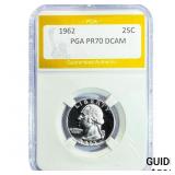 1962 Washington Silver Quarter PGA PR70 DCAM