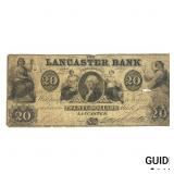 1833 $20 Lancaster Bank of Pennsylvania Note