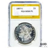 1897-S Morgan Silver Dollar PGA MS64 PL