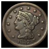 1857 Braided Hair Large Cent CLOSELY UNCIRCULATED