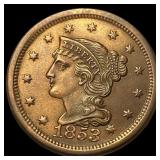 1853 Braided Hair Large Cent CHOICE BU