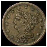 1855 Braided Hair Half Cent NEARLY UNCIRCULATED