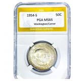 1954-S Washington Carver Half Dollar PGA MS66