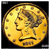 1861 $5 Gold Half Eagle CHOICE AU