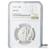 1947 Walking Liberty Half Dollar NGC MS65
