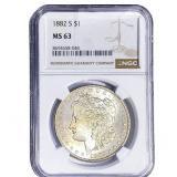 1882-S Morgan Silver Dollar NGC MS63