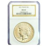 1921 Silver Peace Dollar NGC MS63