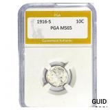 1916-S Mercury Silver Dime PGA MS65