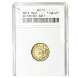 1881 Silver Three Cent ANACS AU58