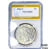 1922-S Silver Peace Dollar PGA MS64