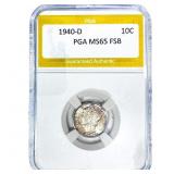 1940-D Mercury Silver Dime PGA MS65 FSB