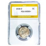 1938-D Jefferson Nickel PGA MS66+