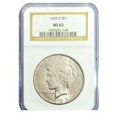 1935-S Silver Peace Dollar NGC MS63