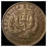 1891 Dominican Republic Copper 10 Centesimos