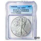2020 Silver Eagle ICG MS70