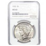 1923 Silver Peace Dollar NGC MS63