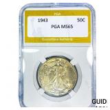 1943 Walking Liberty Half Dollar PGA MS65