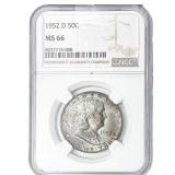 1952-D Franklin Half Dollar NGC MS66