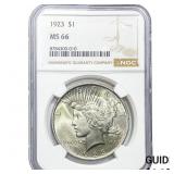 1923 Silver Peace Dollar NGC MS66