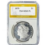 1879 Morgan Silver Dollar PGA MS65 PL
