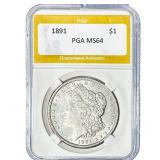 1891 Morgan Silver Dollar PGA MS64
