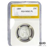1884 Seated Liberty Quarter PGA MS61 PL