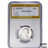 1935-D Washington Silver Quarter PGA MS64