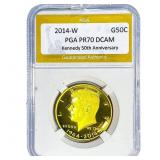 2014 Gold $50 Kennedy 50th Anniv. PGA PR70 DCAM