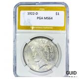 1922-D Silver Peace Dollar PGA MS64