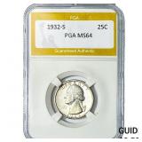1932-S Washington Silver Quarter PGA MS64