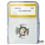1940-D Mercury Silver Dime PGA MS65 FSB